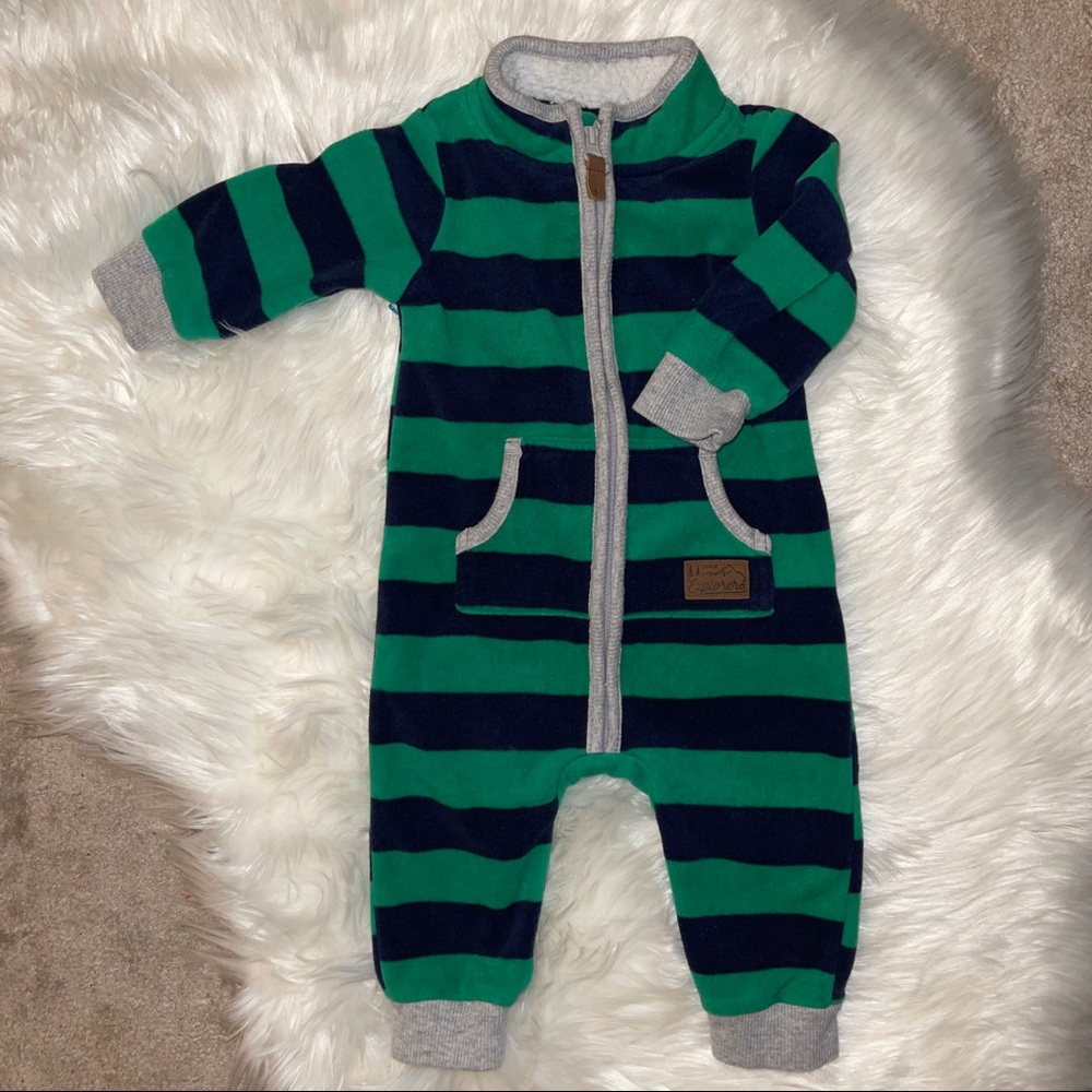 Carter's 6months Zip-Up Striped Fleece Jumpsuit